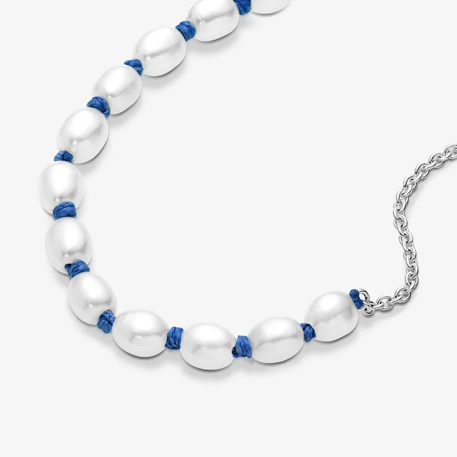 Pandora Klassisches Kettenarmband mit Behandelter Süsswasserzuchtperle in Blau - 591689C01-18
