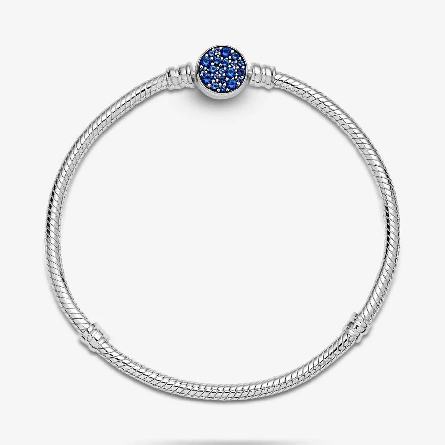 Pandora Moments: Blauer Scheibenverschluss am Schlangen-Gliederarmband - 599288C01