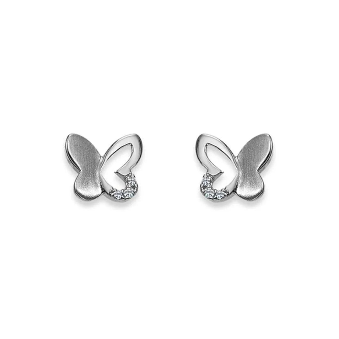 Schmetterling Kinder Ohrstecker Silber 925 mit Zirkonia