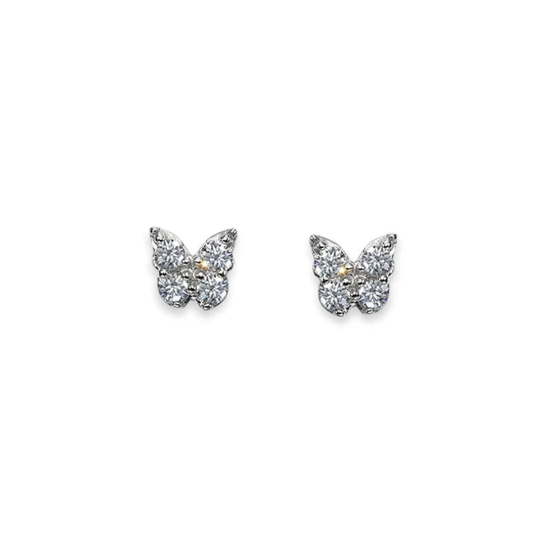Kinder Ohrstecker Schmetterling Silber 925 mit Zirkonia