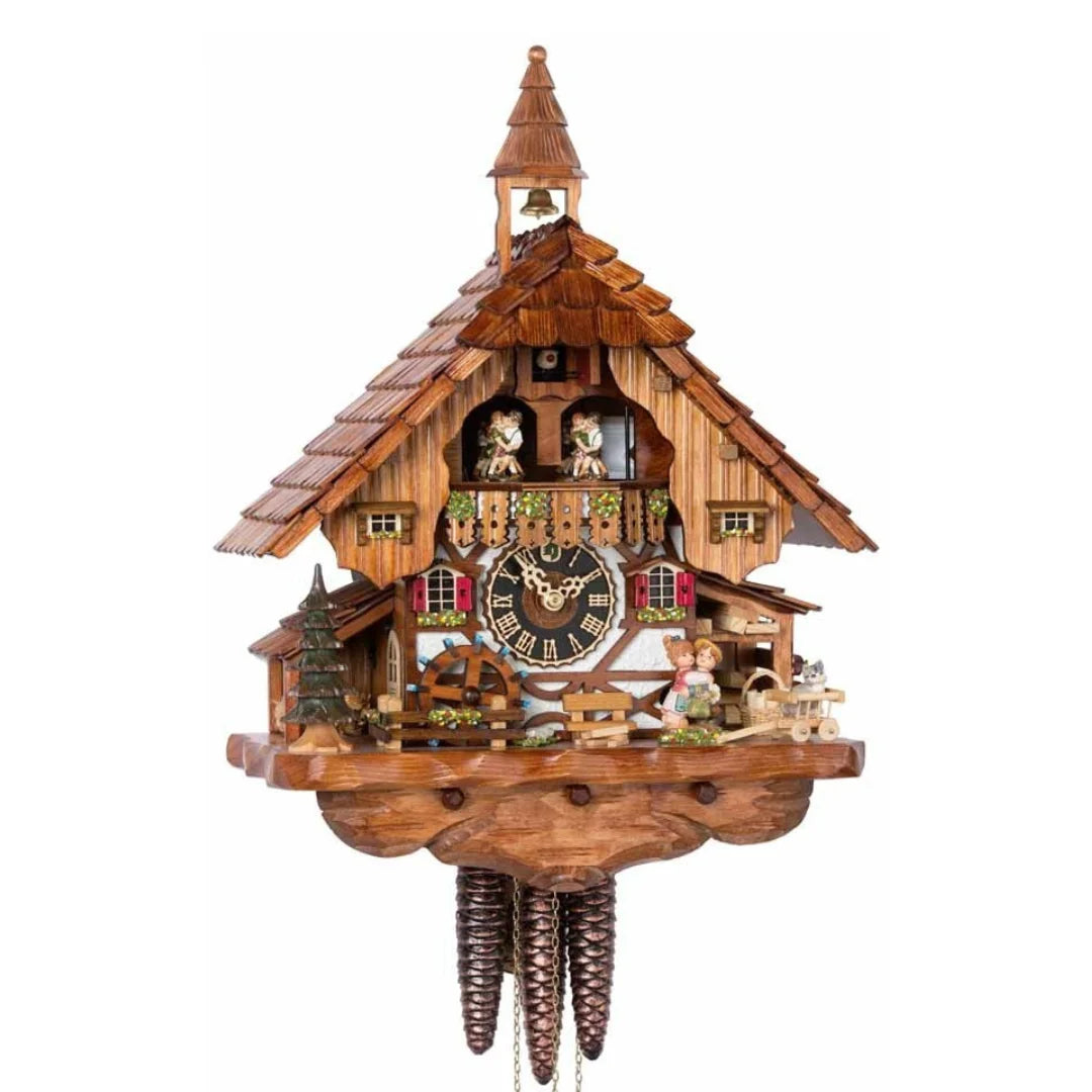 Mechanische Kuckucksuhr mit Musik und Drehende Figuren