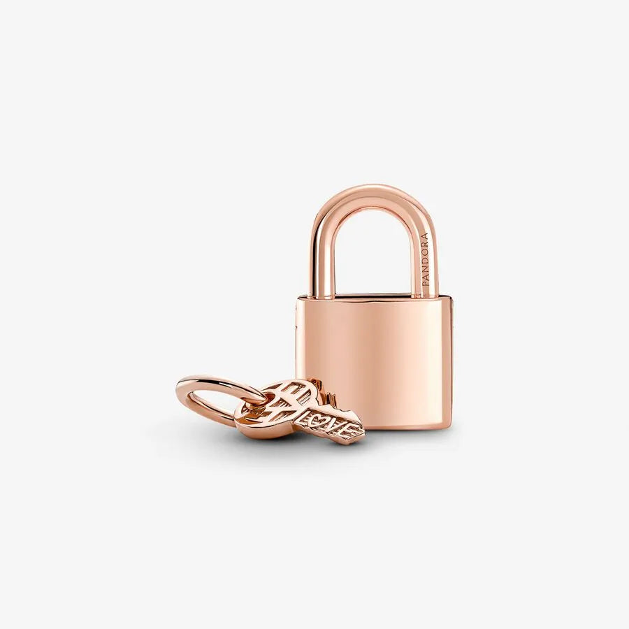 Pandora Charm-Anhänger: Vorhängeschloss & Schlüssel - Rosévergoldet