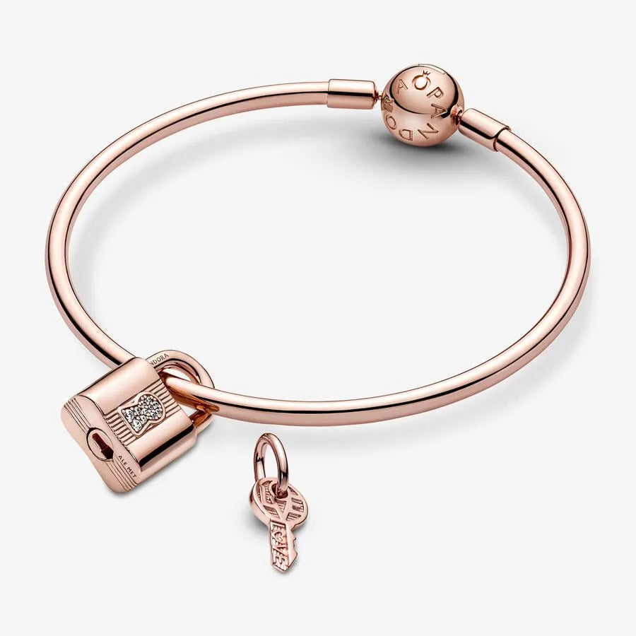 Pandora Charm-Anhänger: Vorhängeschloss & Schlüssel - Rosévergoldet