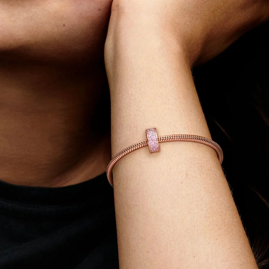 Pandora Pavé-Clip: Unendlichkeits - Rosévergoldet, Rosa Cubic Zirkonia