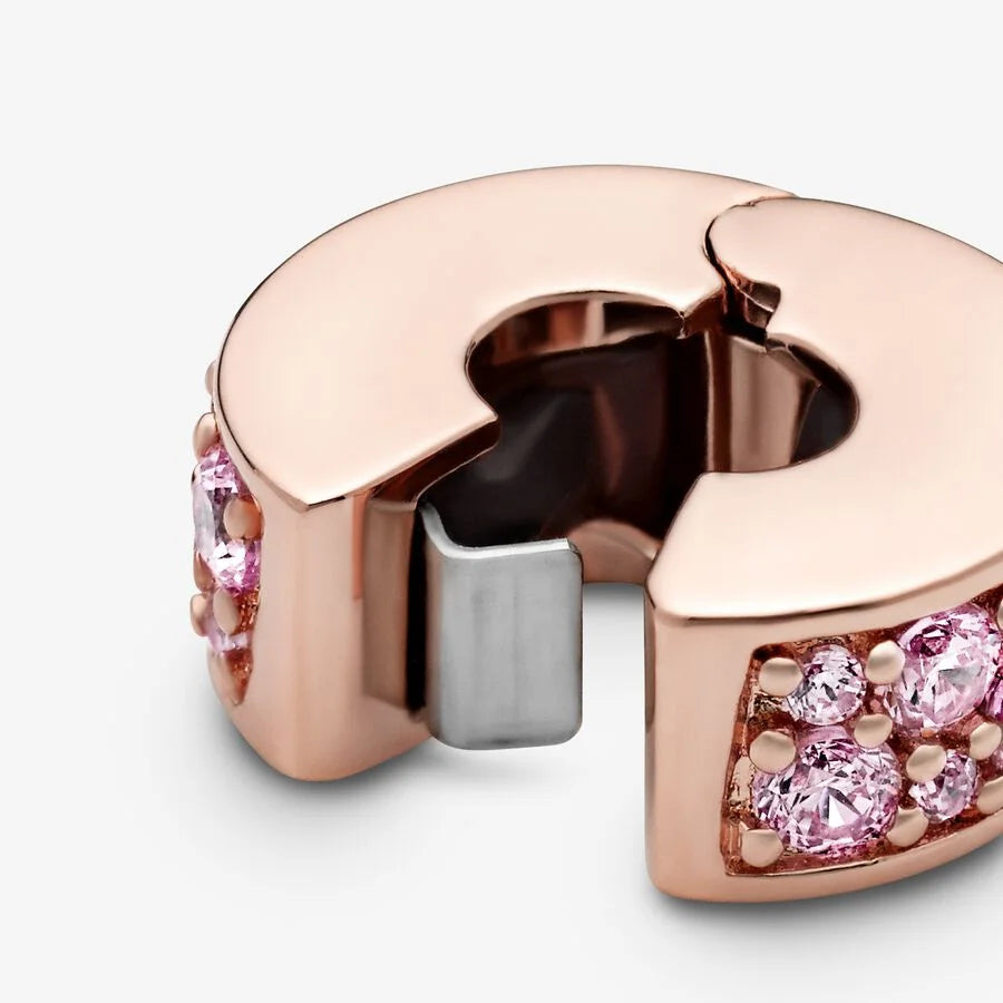 Pandora Pavé-Clip: Unendlichkeits - Rosévergoldet, Rosa Cubic Zirkonia