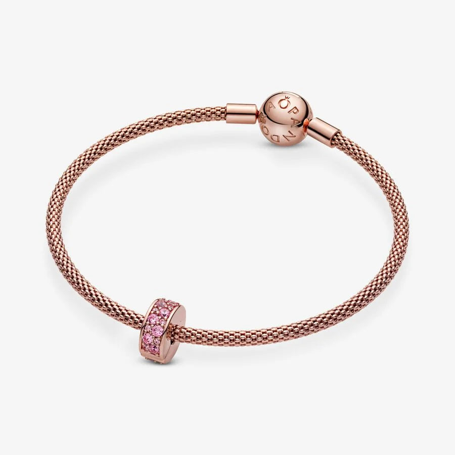 Pandora Pavé-Clip: Unendlichkeits - Rosévergoldet, Rosa Cubic Zirkonia