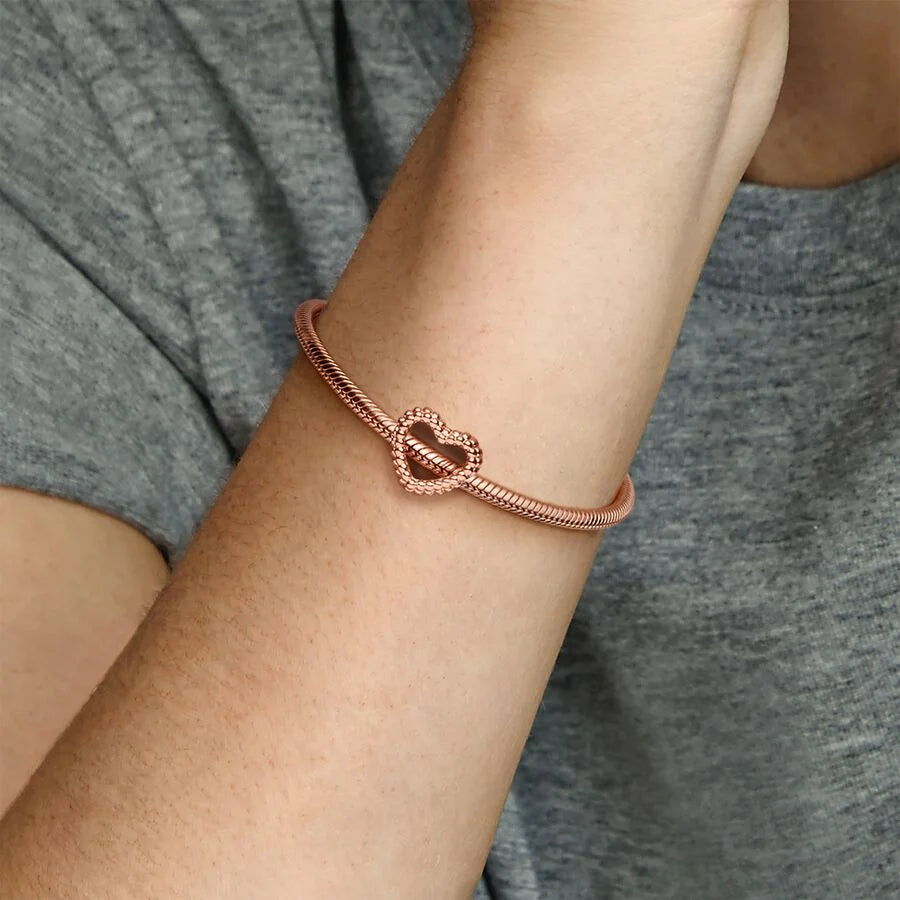 Pandora Herz Charm: Metallperlen - Offenes, Rosévergoldet
