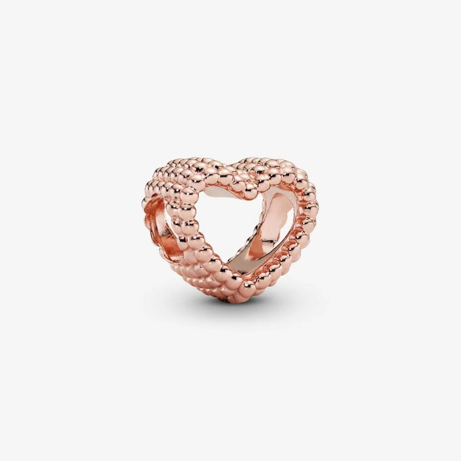 Pandora Herz Charm: Metallperlen - Offenes, Rosévergoldet