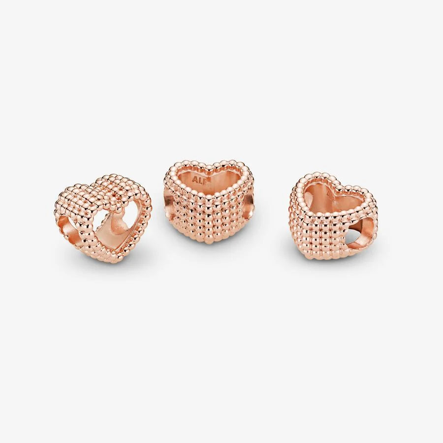 Pandora Herz Charm: Metallperlen - Offenes, Rosévergoldet