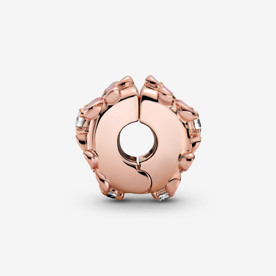 Pandora Zwischenelement: Gänseblümchen - Rosévergoldet, Rosa Emaille