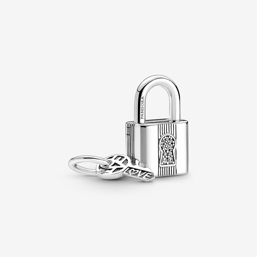 Pandora Charm: Vorhängeschloss & Herzschlüssel - Cubic Zirkonia