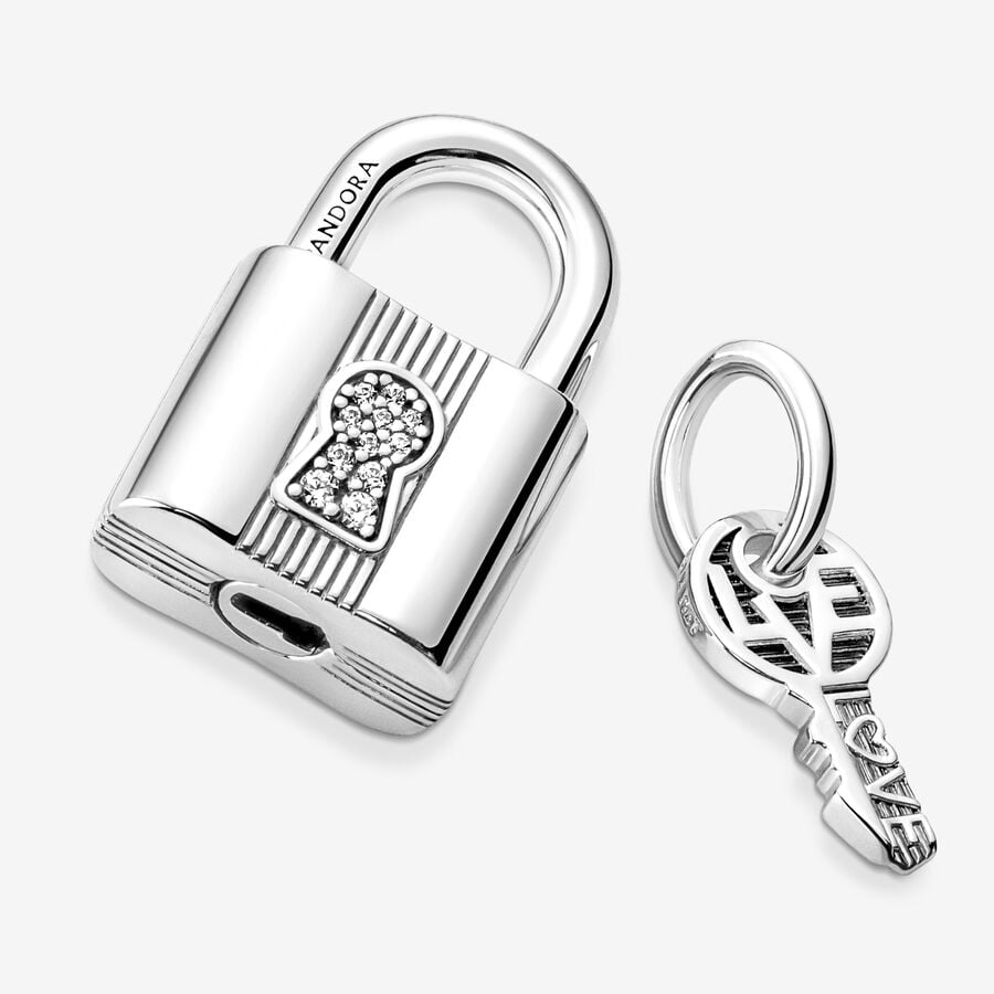 Pandora Charm: Vorhängeschloss & Herzschlüssel - Cubic Zirkonia