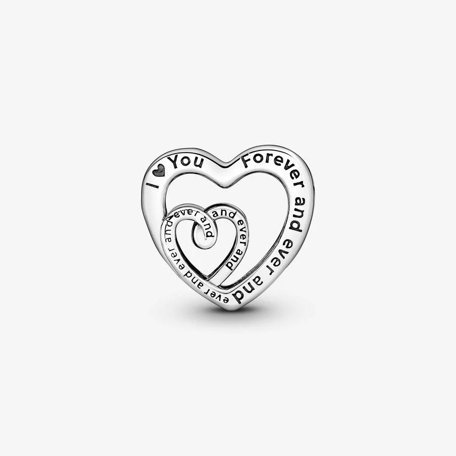 Pandora Herz Charm: Verschlungene Unendlichkeits-Herzen - Sterling-Silber