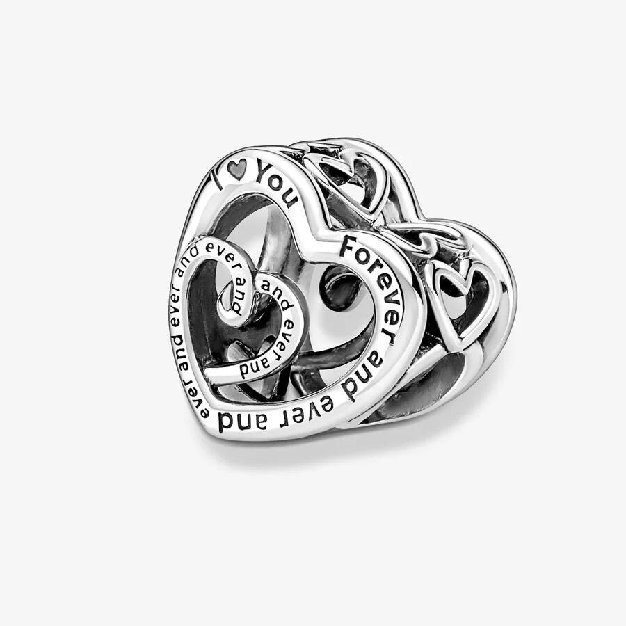 Pandora Herz Charm: Verschlungene Unendlichkeits-Herzen - Sterling-Silber