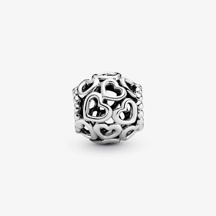 Pandora Charm: All Over-Herzen aus Sterling-Silber