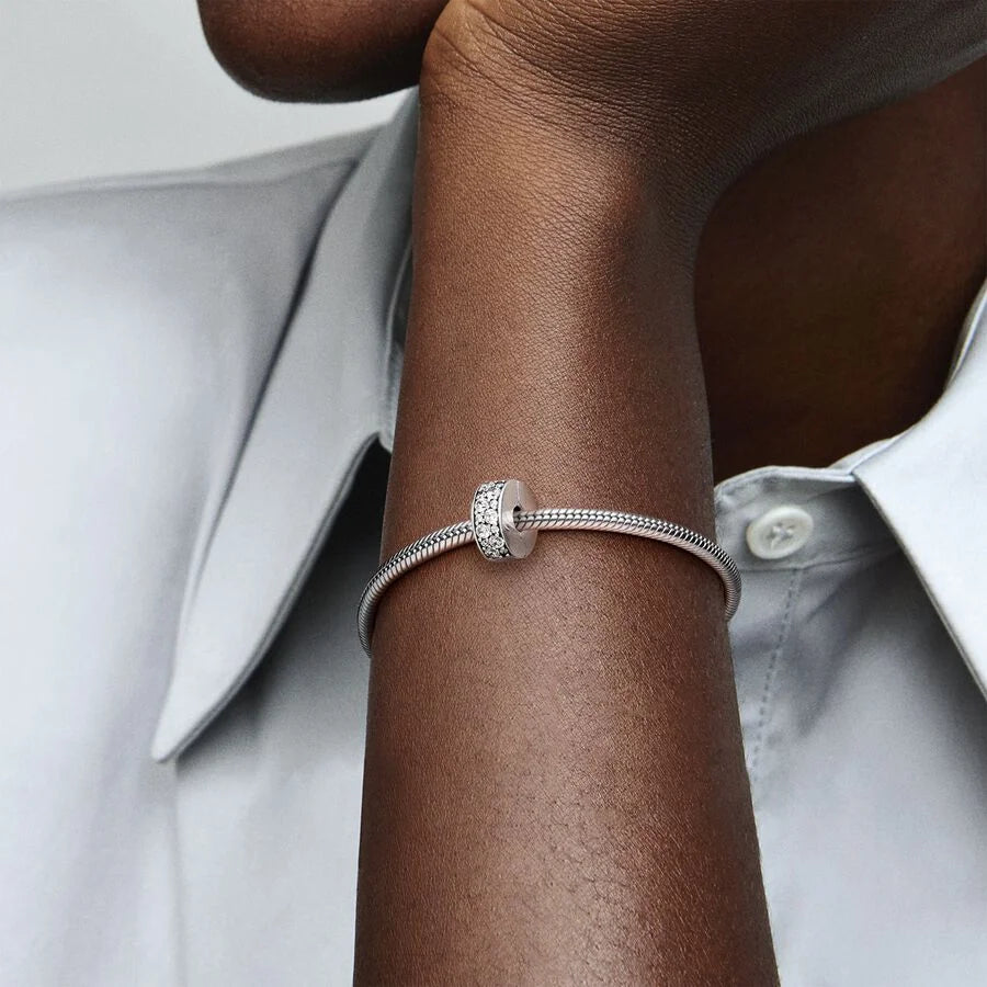 Pandora Pavé Clip: Klar, Cubic Zirkonia, Silikon, Sterling-Silber
