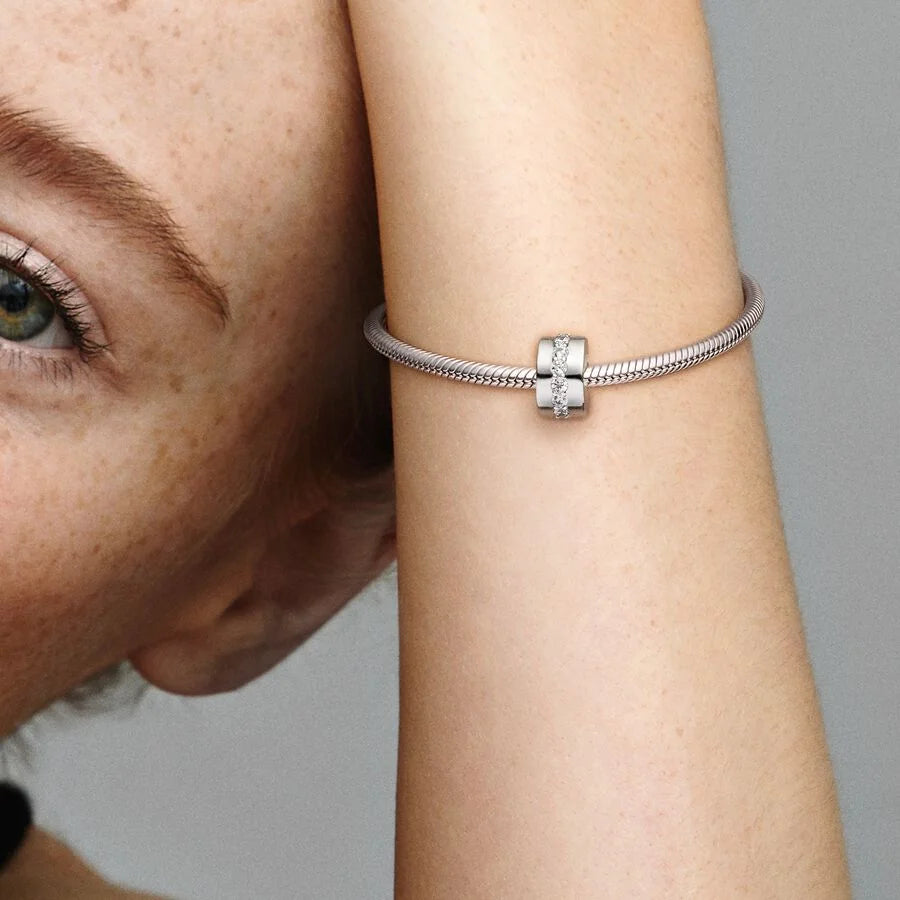 Pandora Linie Clip: Klar Cubic Zirkonia - Sterling-Silber
