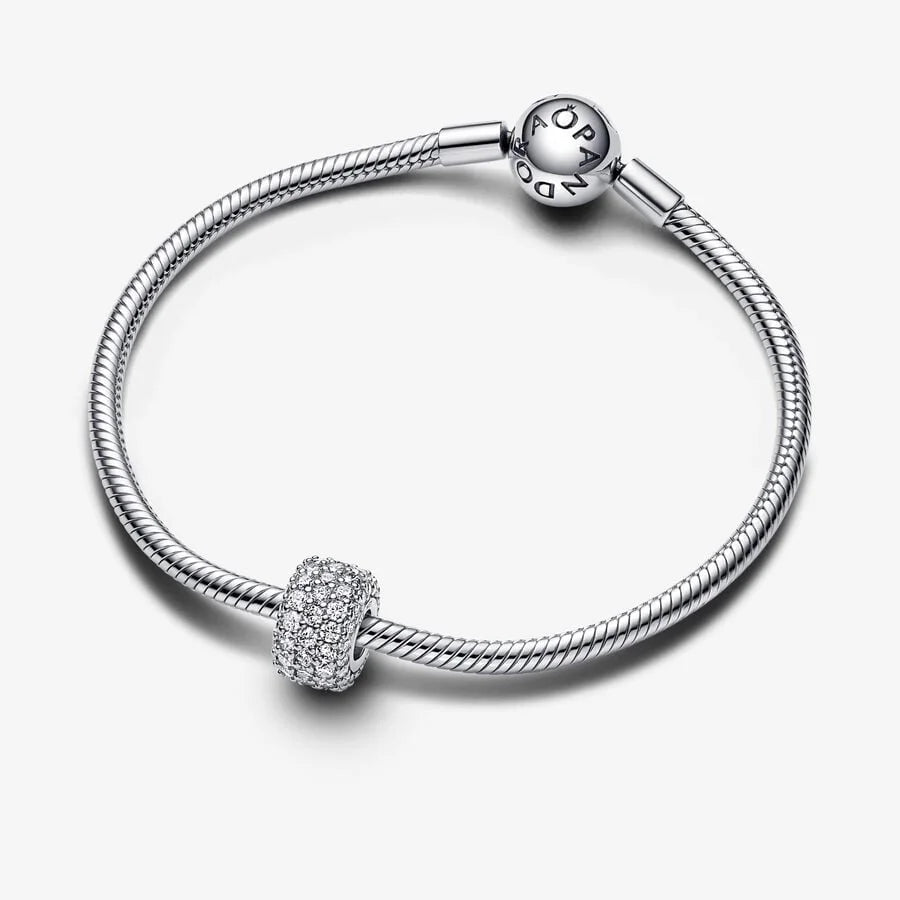 Pandora Dreireihiges Pavé-Charm: Sterling-Silber, Cubic Zirkonia