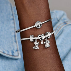 Pandora Clip aus Sterling-Silber mit Zweireihigem Pavé und Cubic Zirkonia