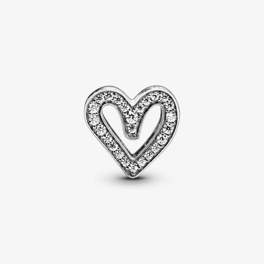 Pandora Herz-Charm - Funkelnde Freihand mit 50 klaren Cubic Zirkonia