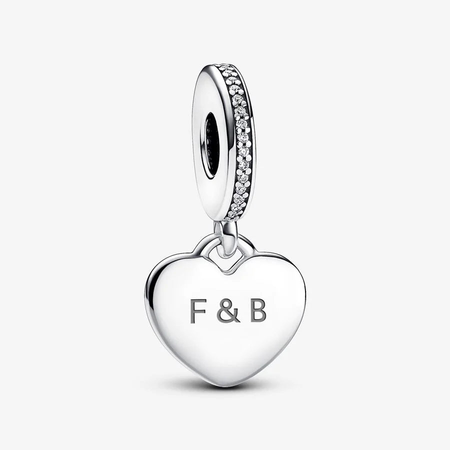 Pandora Herz Charm-Anhänger: Gravierbares, Sterling-Silber