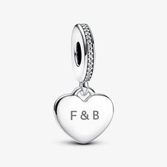 Pandora Herz Charm-Anhänger: Gravierbares, Sterling-Silber