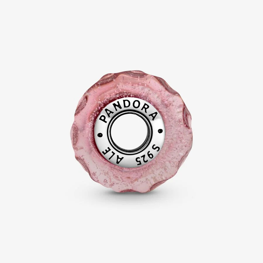 Pandora Charm mit Lachsrosa Murano-Glas, 8.4 mm - Ein Hauch von Magie