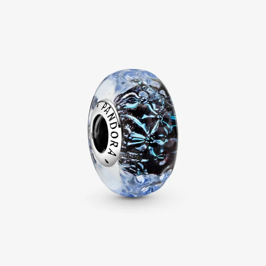 Pandora Tiefblauer Ozean: Wogen aus Dunkelblau im Murano-Glas Charm