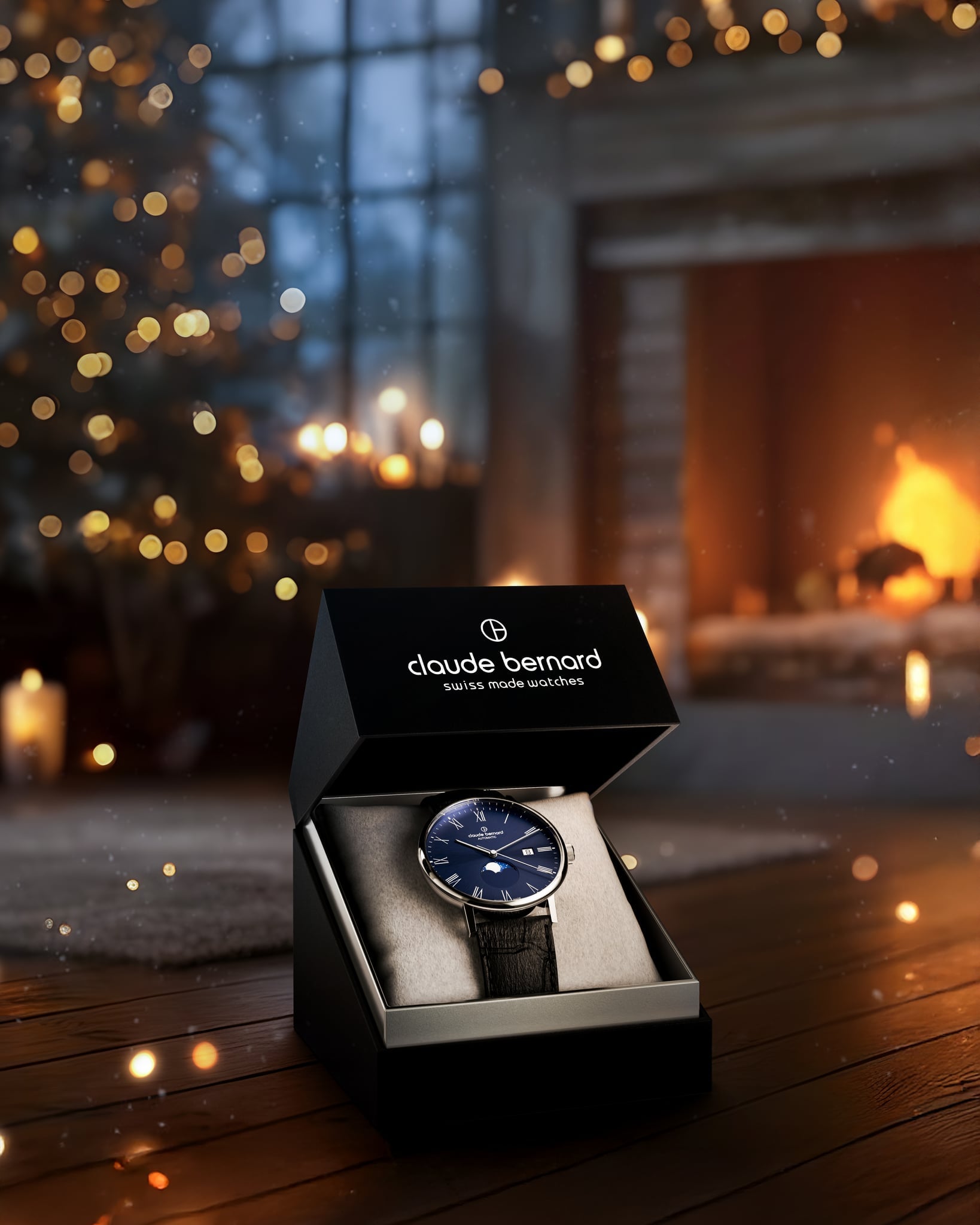 Claude Bernard Slim Line Unisex Mondphase Blau 42 mm - 80501 3 BUIN