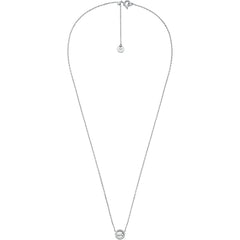 Michael Kors Kors MK Damen Halskette Silberfarben mit Logo-Anhänger und Zirkonia – MKJ8702040