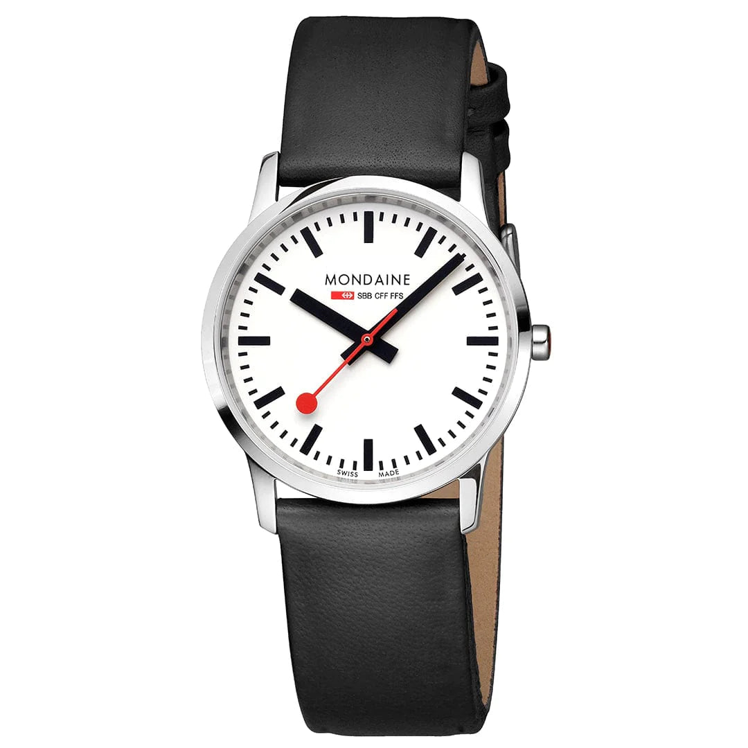 Mondaine Simply Elegant Herrenuhr aus Schwarzes Leder, 36 MM - A400.30351.12SBB
