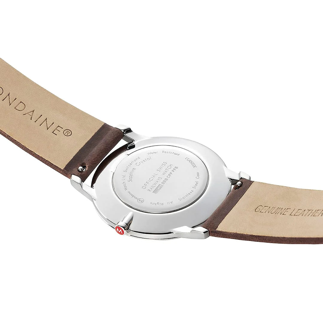 Mondaine Simply Elegant Herrenuhr aus Braunes Leder, 40 MM - A638.30350.12SBG