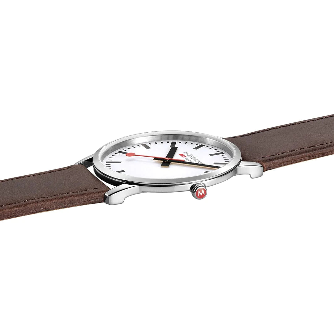 Mondaine Simply Elegant Herrenuhr aus Braunes Leder, 40 MM - A638.30350.12SBG