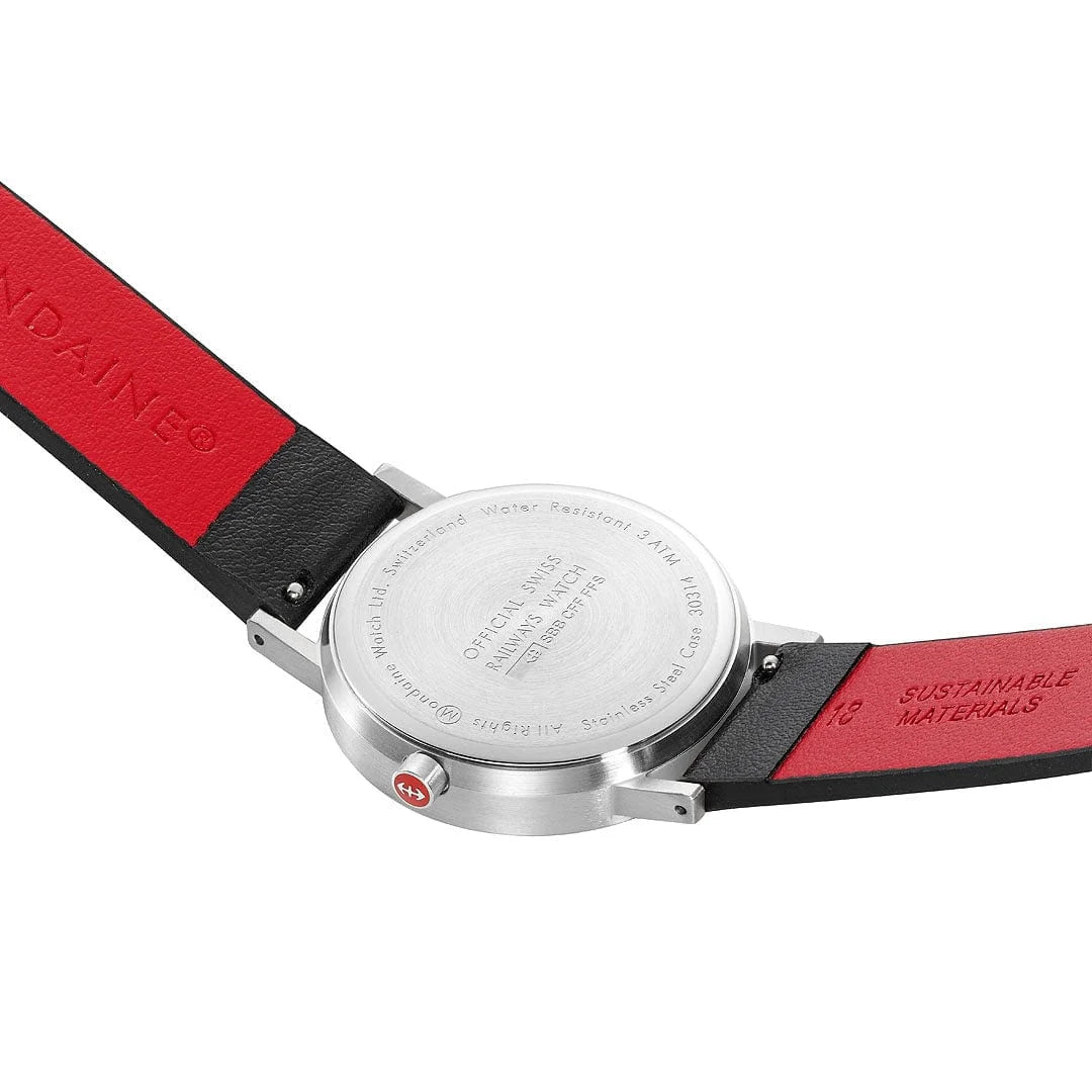 Mondaine Classic Herrenuhr aus Schwarzes Leder, 40 MM - A660.30360.16OMV