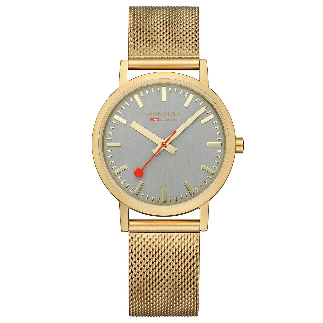 Mondaine Classic Damenuhr aus Goldene Edelstahl, 36 MM - A660.30314.80SBM