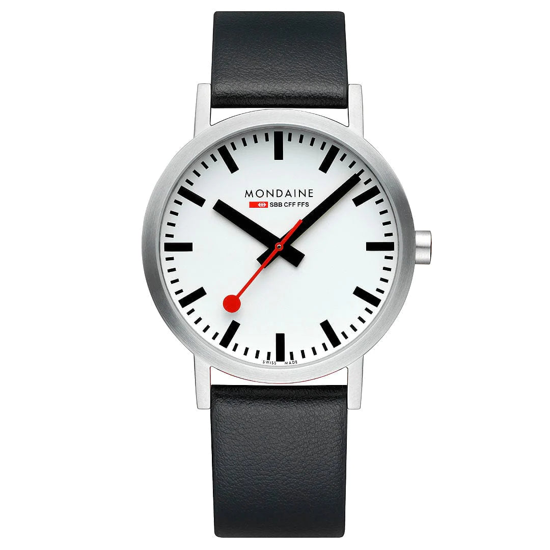Mondaine Classic Herrenuhr aus Schwarzes Leder, 40 MM - A660.30360.16SBBV