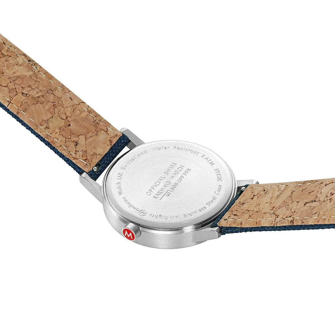 Mondaine Classic Herrenuhr aus Tiefseeblaues Textil, 40 MM - A660.30360.40SBD