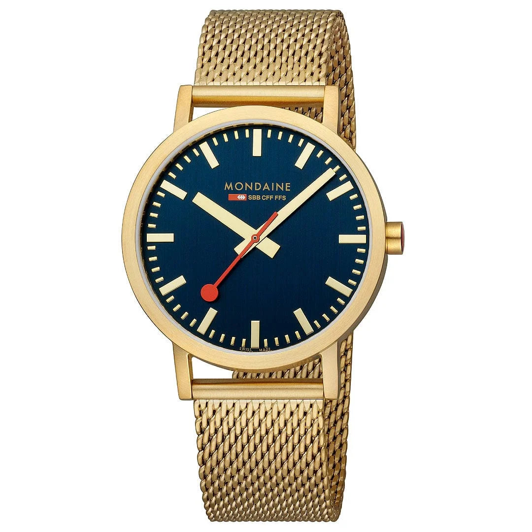 Mondaine Classic Herrenuhr aus Goldene Edelstahl, 40 MM - A660.30360.40SBM