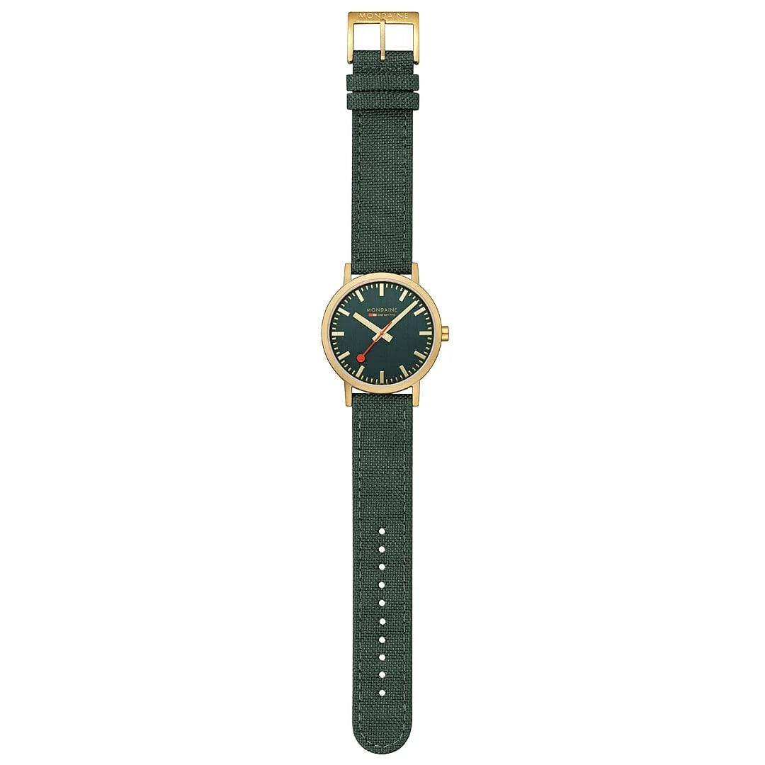 Mondaine Classic Herrenuhr aus Waldgrünes Textil, 40 MM - A660.30360.60SBS