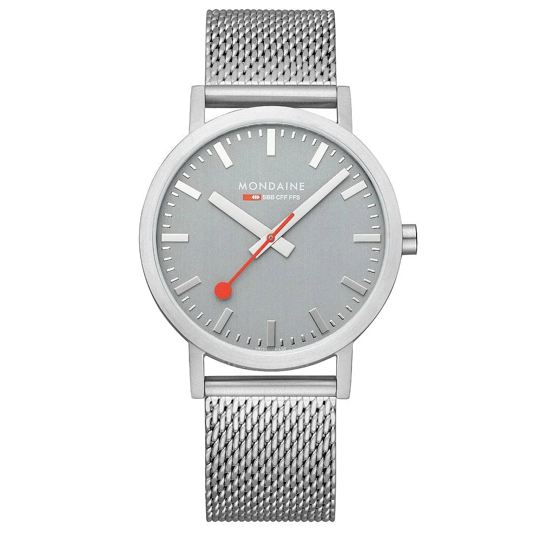 Mondaine Classic Herrenuhr aus Edelstahl Good Gray, 40 MM - A660.30360.80SBJ