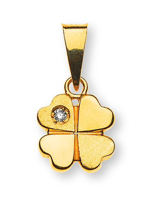 Anhänger Kleeblatt Gelbgold 585 mit Brillant
