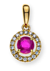 Anhänger Gelbgold 750 Rubin 0.40 ct. und 18 Brillanten 0.07 ct.