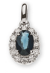 Anhänger Weissgold 750 Saphir 0.73 ct. und 12 Brillanten 0.20 ct.