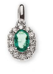 Anhänger Weissgold 750 Smaragd 0.50 ct. und 12 Brillanten 0.23 ct.