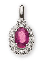 Anhänger Weissgold 750 Rubin 0.53 ct. und 12 Brillanten 0.22 ct.