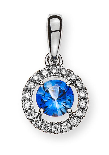 Anhänger Weissgold 750 mit Saphir 0.38ct und Brillanten 0.06ct