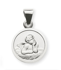 Anhänger Medaille Engel Weissgold 750 10mm