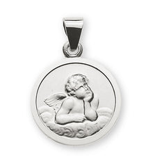 Anhänger Medaille Engel Weissgold 585 12mm