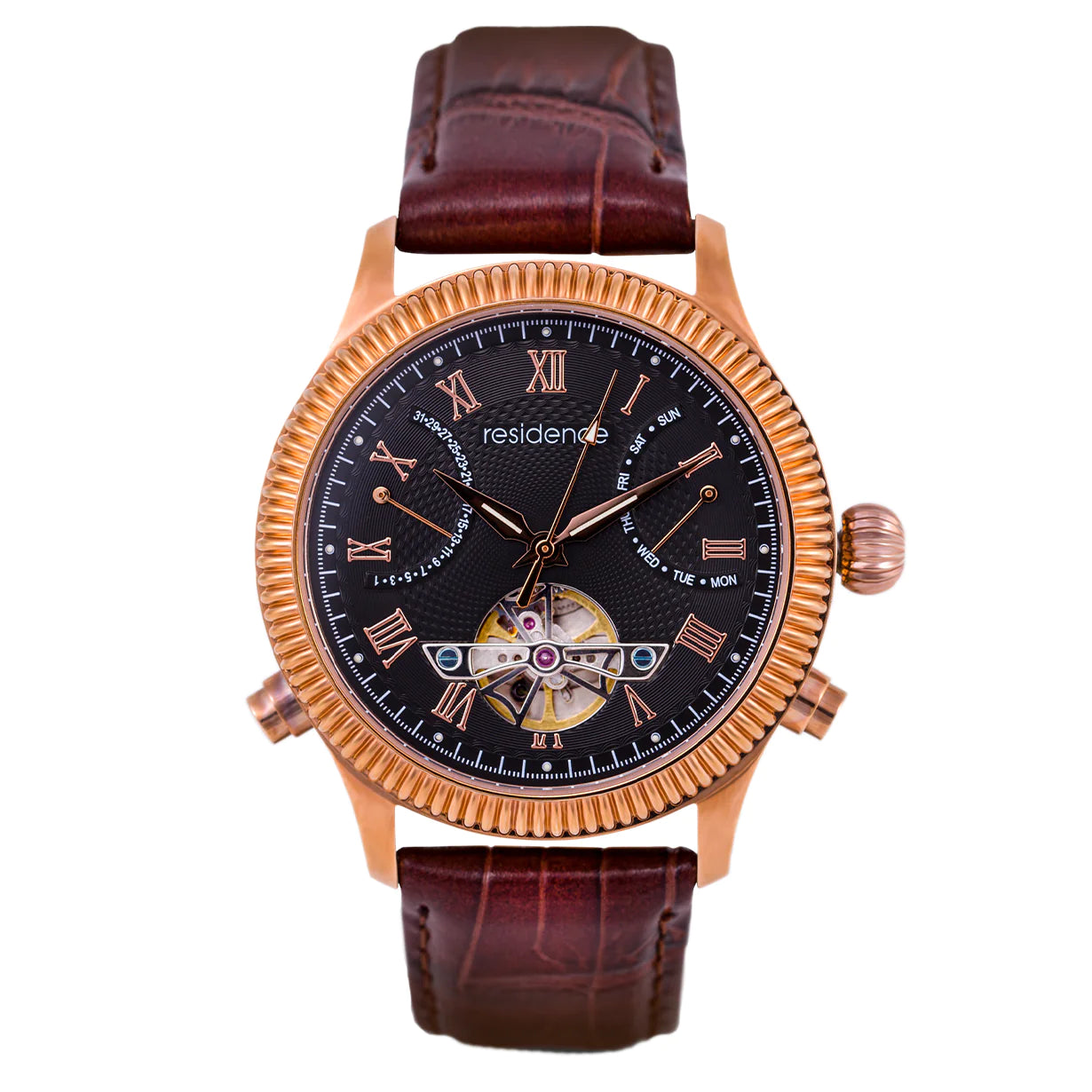 Residence Aviator Open Heart Automatik Herrenuhr in Kupferrot