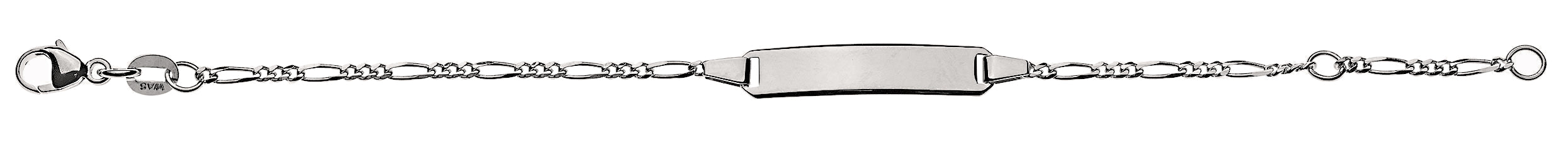 Armband Figaro 3&1 Weissgold 375 mit Gravurplatte